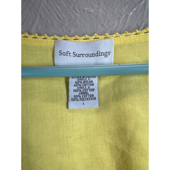 Soft Surroundings Yellow Roll Sleeve Lace Overlay Tunic Top Women’s Size Large - Picture 3 of 4